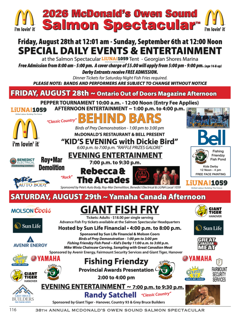 2026 owen sound fishing derby Entertainment Calendar