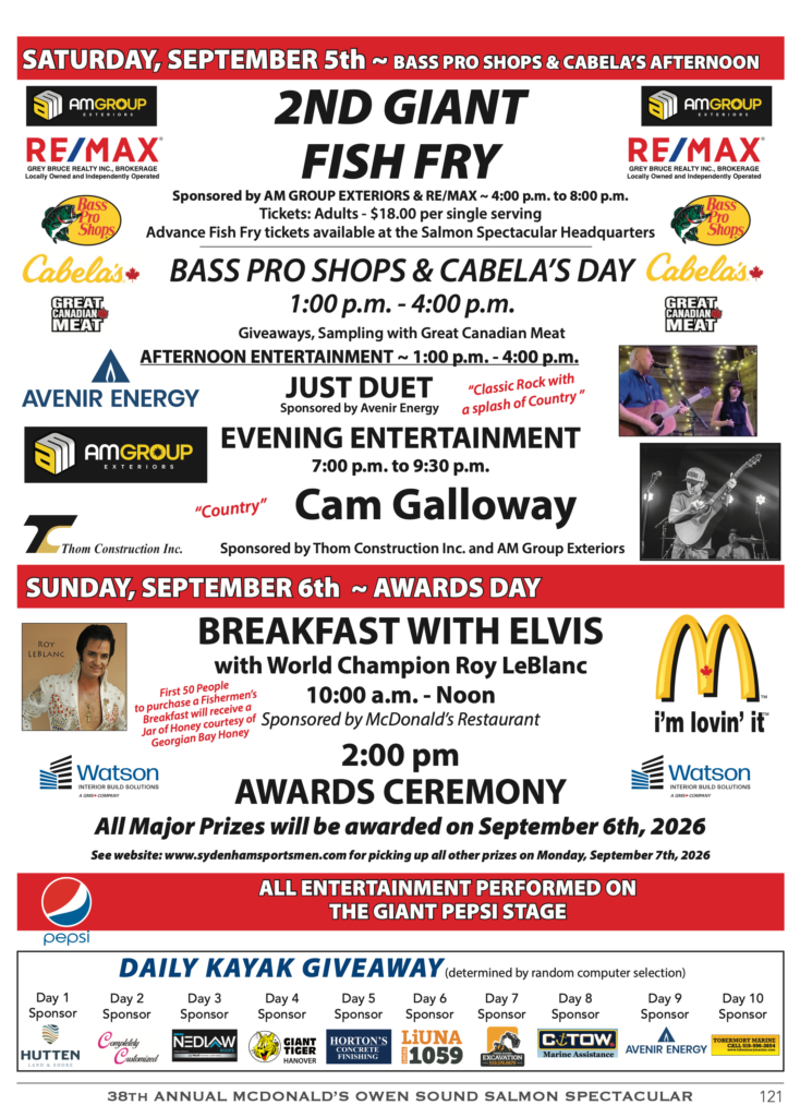 2026 owen sound fishing derby Entertainment Calendar